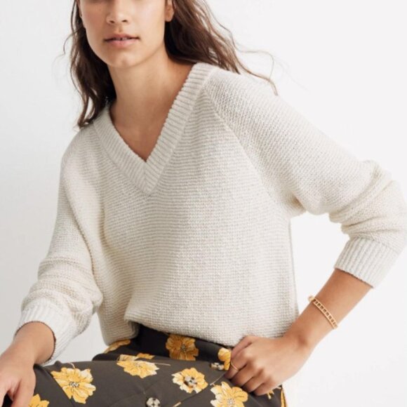 Madewell Arden V-Neck Crop Pullover Sweater - Picture 1 of 4